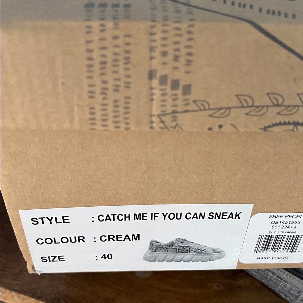 Free People Lace-Up Crochet Sneakers - Cream and Tan “Catch Me If You Can “ - Picture 10 of 10